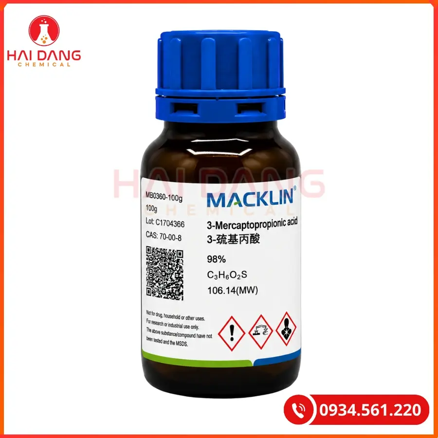 3-Mercaptopropionic acid (C3H6O2S) Macklin 100g Tại Quảng Ninh