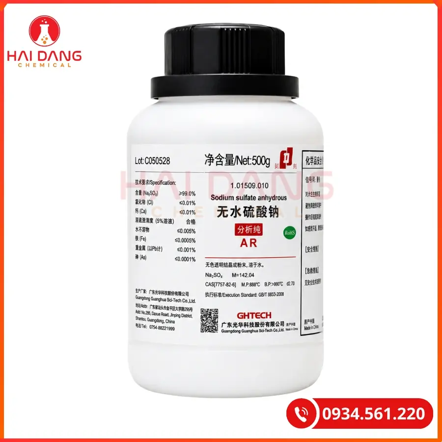 Sodium sulfate Na2SO4 Ghtech 500g Tại Quảng Ninh