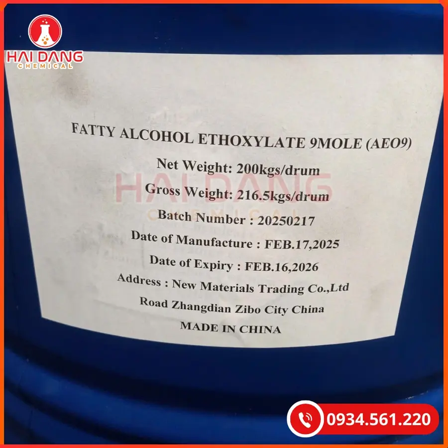 Fatty Alcohol Ethoxylate AEO9 Trung Quốc Phuy 200kg Tại Quảng Ninh