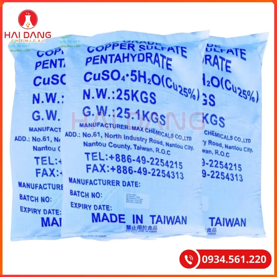 Đồng Sulphate Copper Sulphate Taiwan CuSo4.5H2O 25kg/bao Tại Quảng Ninh