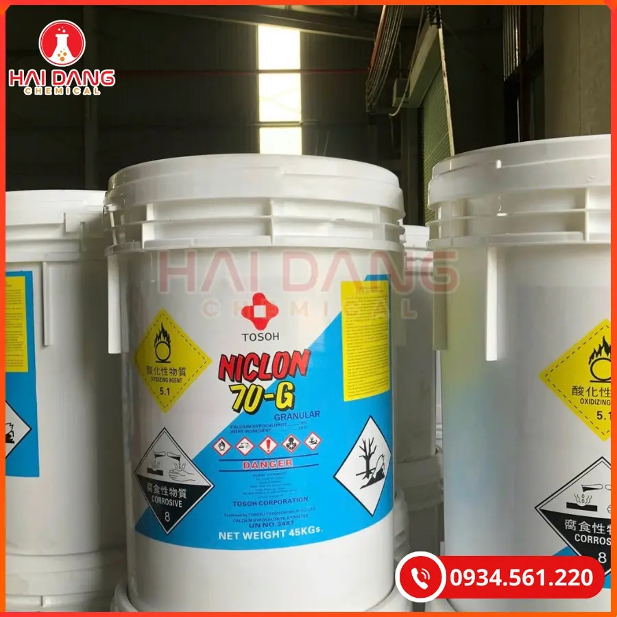 Chlorine Niclon 70% Ca(ClO)2 45kg/thùng Tại Quảng Ninh