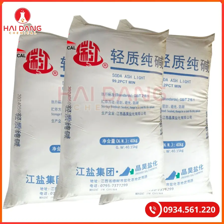Soda Ash Light Jinhao 99% Na2CO3 40kg/bao Tại Quảng Ninh