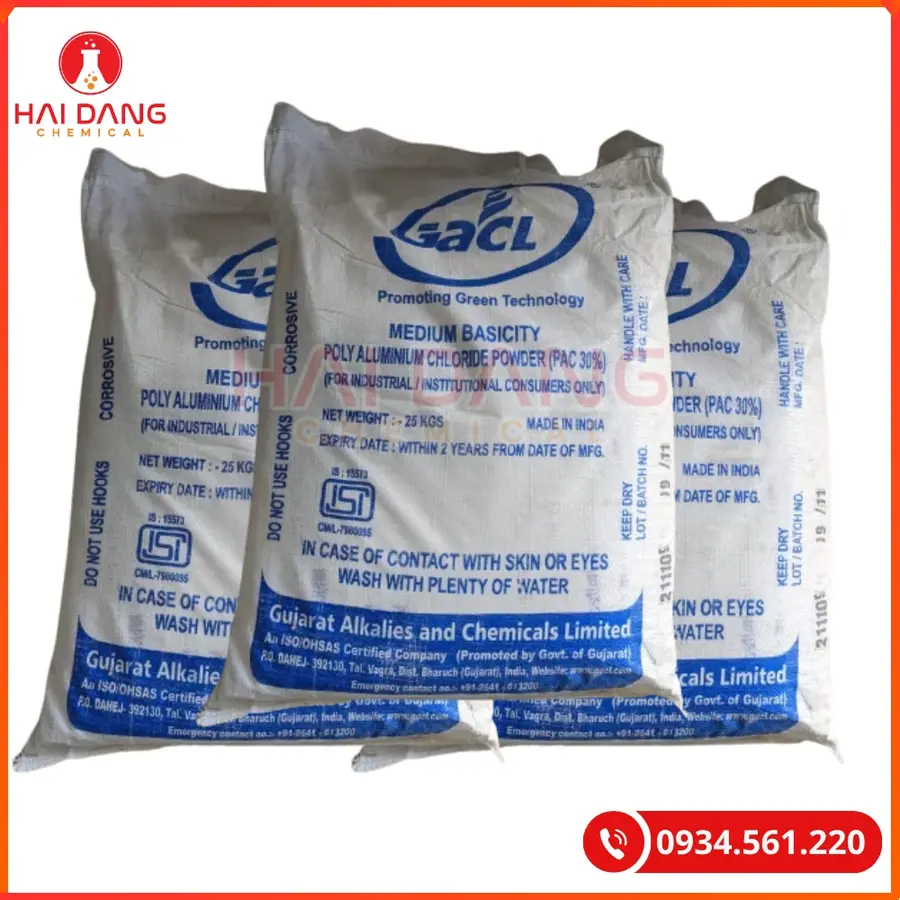 Polyaluminium Chloride PAC Al2O3 Medium Basicity 31% 25kg/bao Tại Quảng Ninh