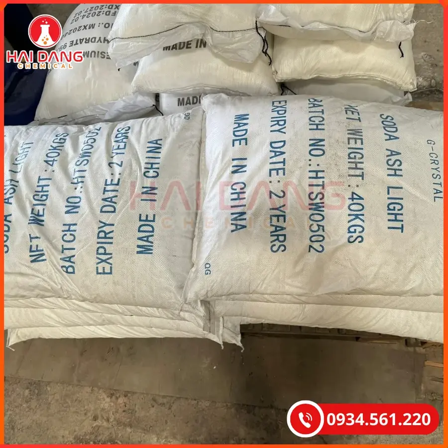 Soda Ash Light Trung Quốc 40kg/bao Jingshen 99% Tại Quảng Ninh