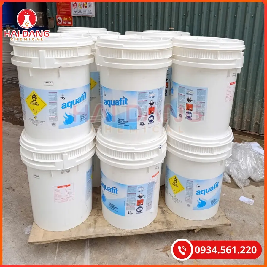 Chlorine Aquafit Ca(ClO)2 70% Ấn Độ 45kg/thùng Tại Quảng Ninh