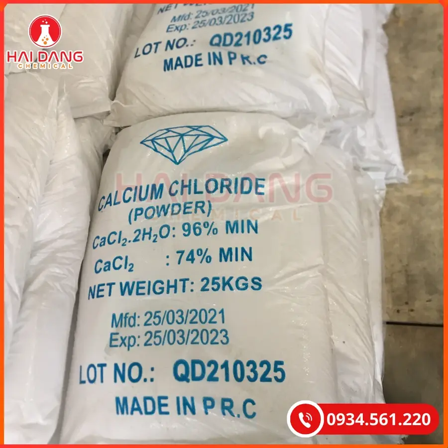 Calcium Chloride CaCl2.2H2O 96% 25kg/bao Tại Quảng Ninh