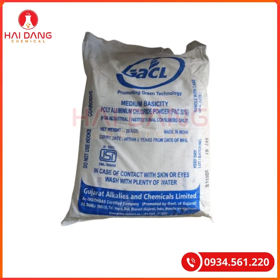 Polyaluminium Chloride PAC Al2O3 Medium Basicity 31% 25kg/bao Tại Quảng Ninh