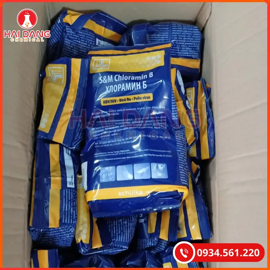 Cloramin B C6H5SO2NClNa.3H2O 25kg/thùng Trung Quốc Tại Quảng Ninh