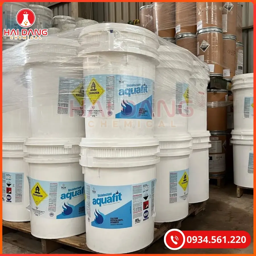 Chlorine Aquafit Ca(ClO)2 70% 45kg/thùng Ấn Độ Tại Quảng Ninh