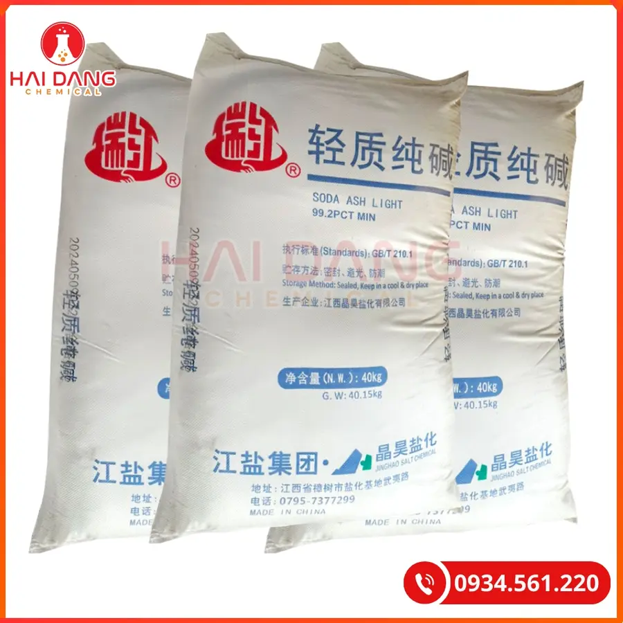 Sodium Carbonate (Soda Ash Light) Na2CO3 99% Trung Quốc 40kg/bao Tại Quảng Ninh