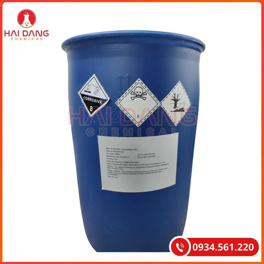 Glutaraldehyde 50% China 220kg/phuy Tại Quảng Ninh