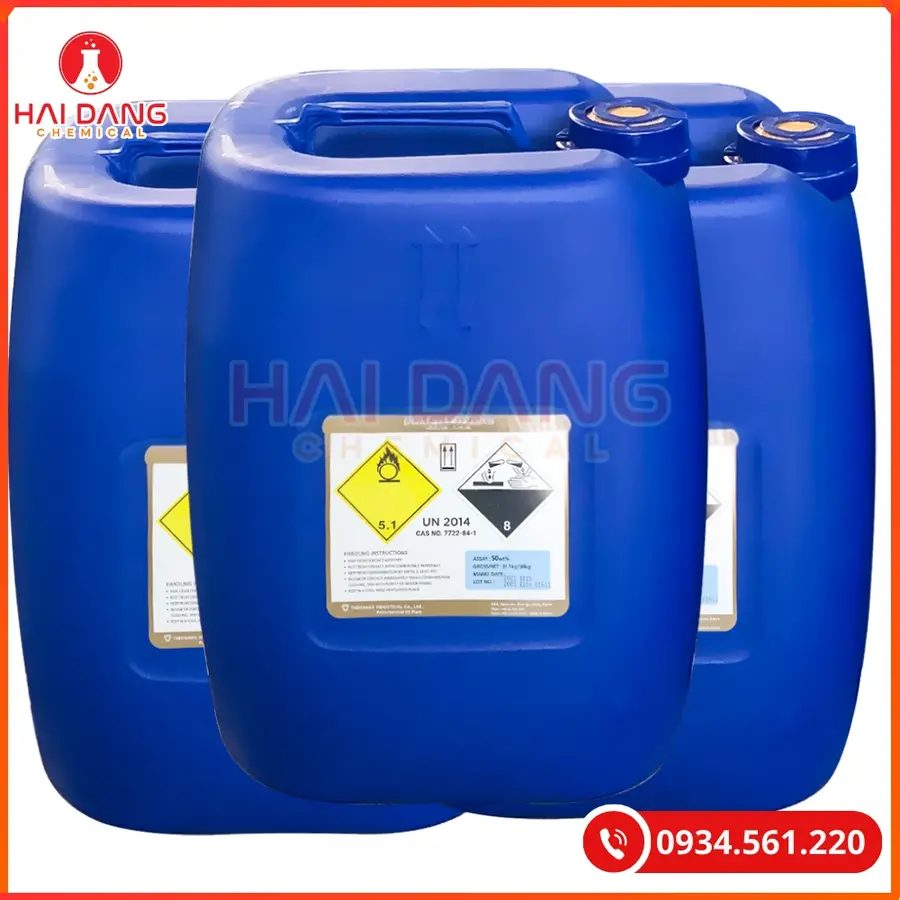 Oxy già Hydrogendioxide 50% Hàn Quốc 30kg/can H2O2 Tại Quảng Ninh