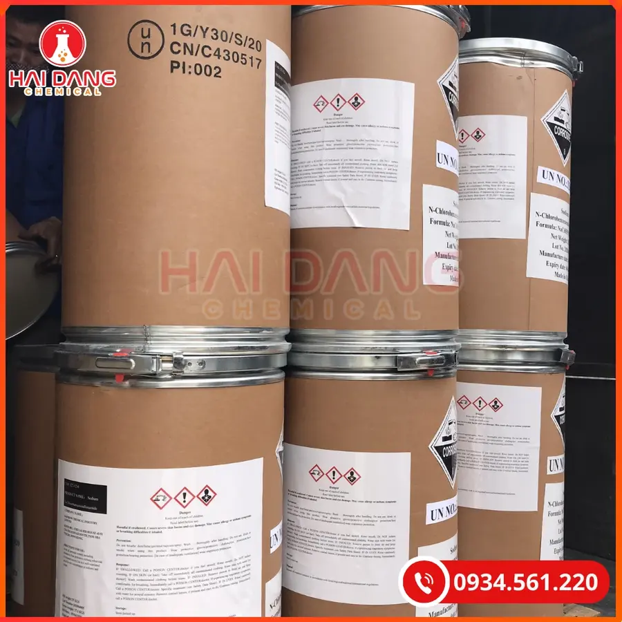 Cloramin B C6H5SO2NClNa.3H2O 1kg/túi Séc Tại Quảng Ninh