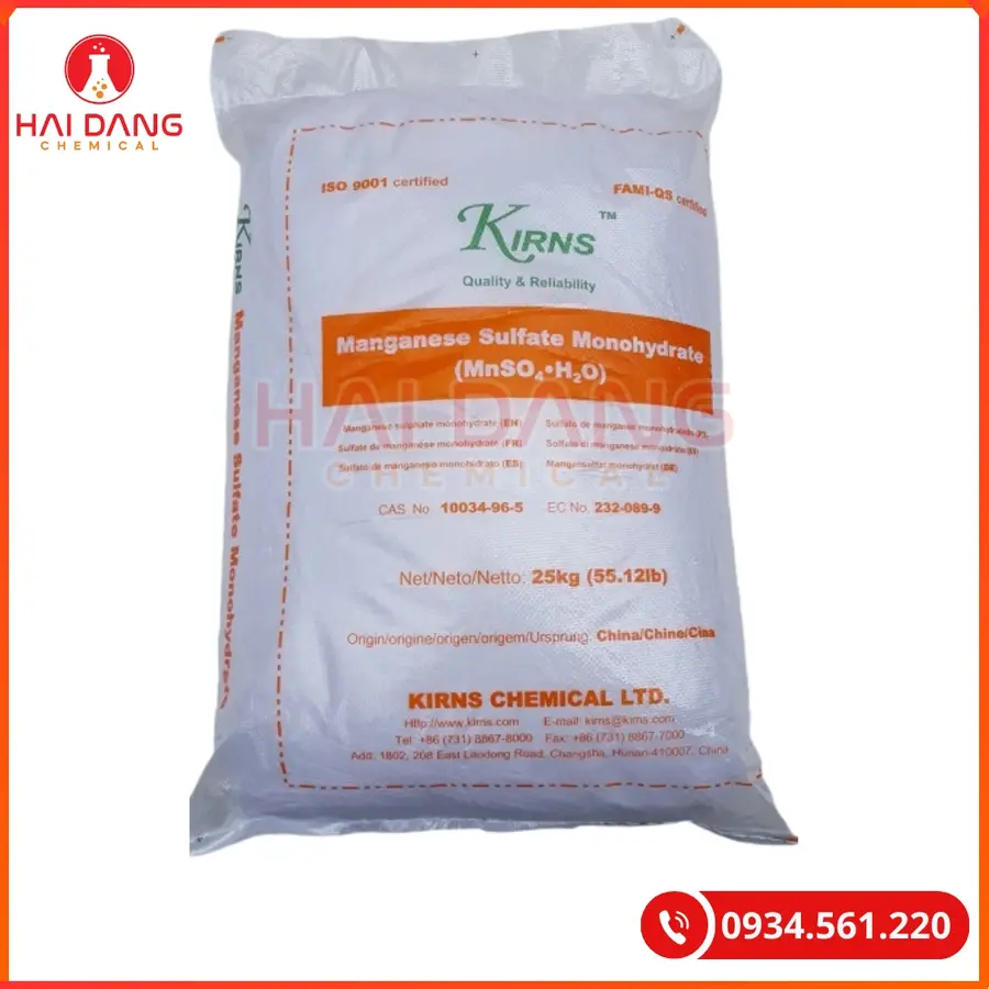 Manganese Sulfate MnSO4.H2O 25kg/bao Tại Quảng Ninh