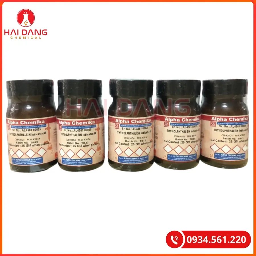 Thymolphthalein Indicator AR C28H30O4 Alpha chemika 25g Tại Quảng Ninh