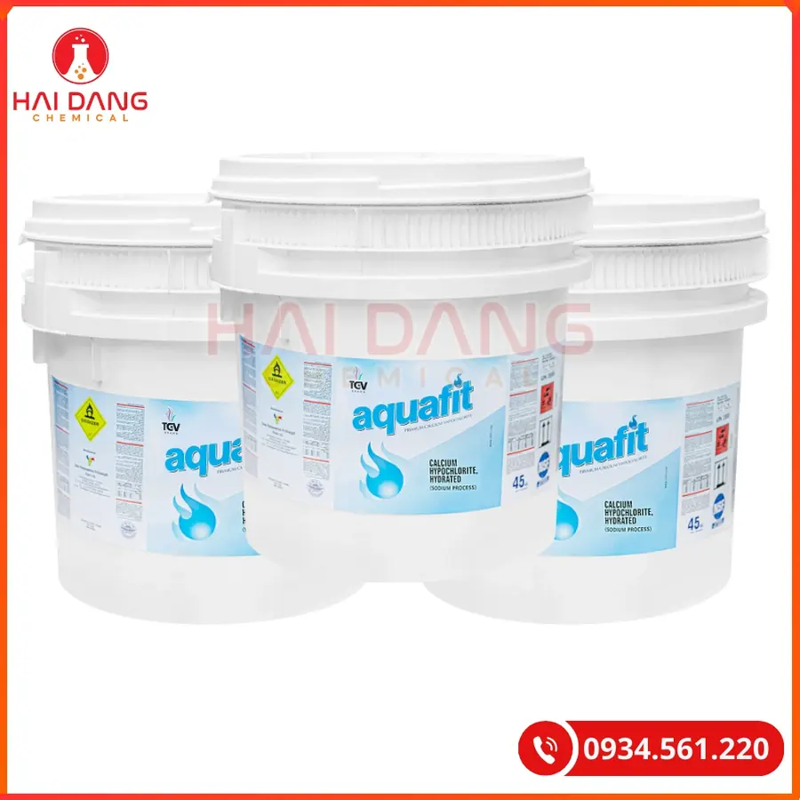 Chlorine Aquafit Thùng Lùn 70% Ấn Độ Ca(ClO)2 45kg/thùng Tại Quảng Ninh