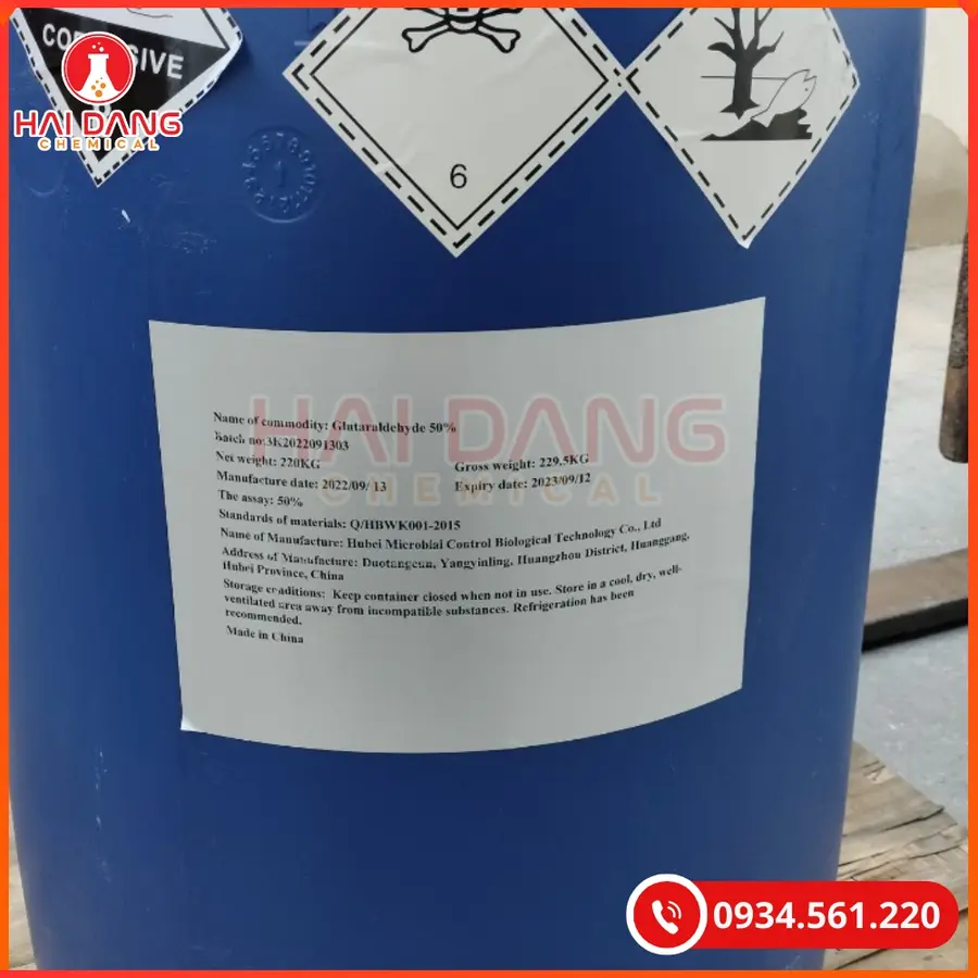 Glutaraldehyde 50% China 220kg/phuy Tại Quảng Ninh