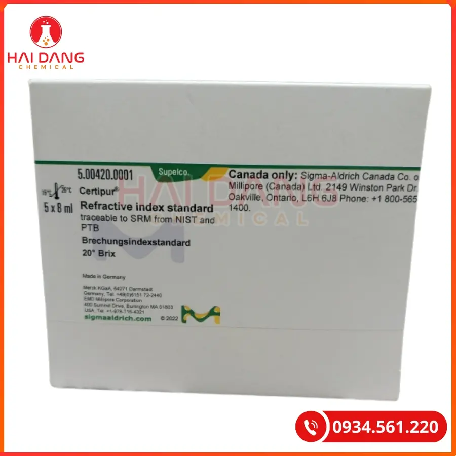 Refractive index standard traceable to SRM from NIST and PTB 20° Brix Certipur® Merck 8ml Tại Quảng Ninh