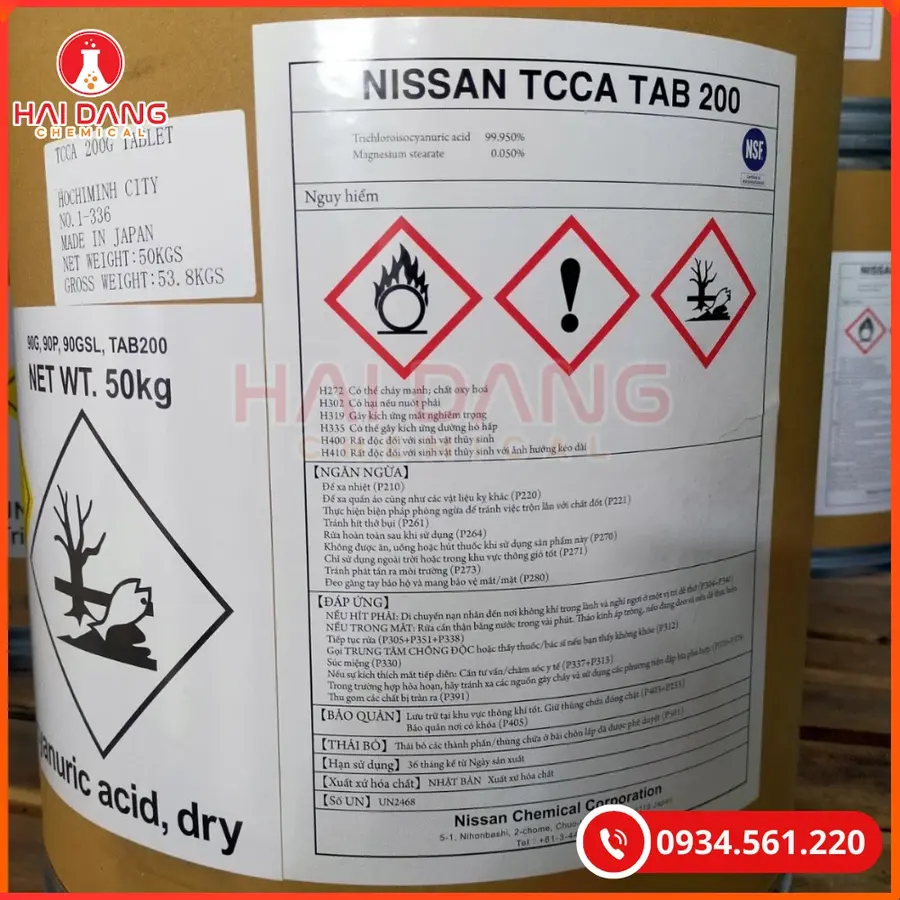 TCCA Viên Nissan 200g C3Cl3N3O3 50kg/thùng Tại Quảng Ninh