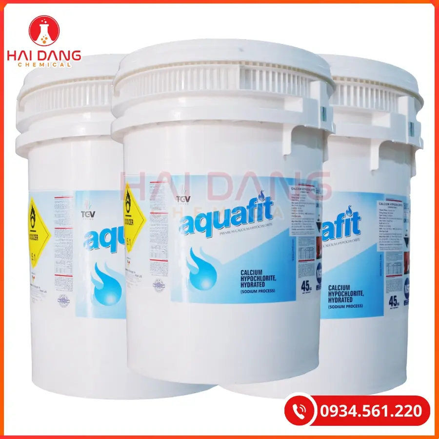Chlorine Aquafit Ca(ClO)2 70% Ấn Độ 45kg/thùng Tại Quảng Ninh