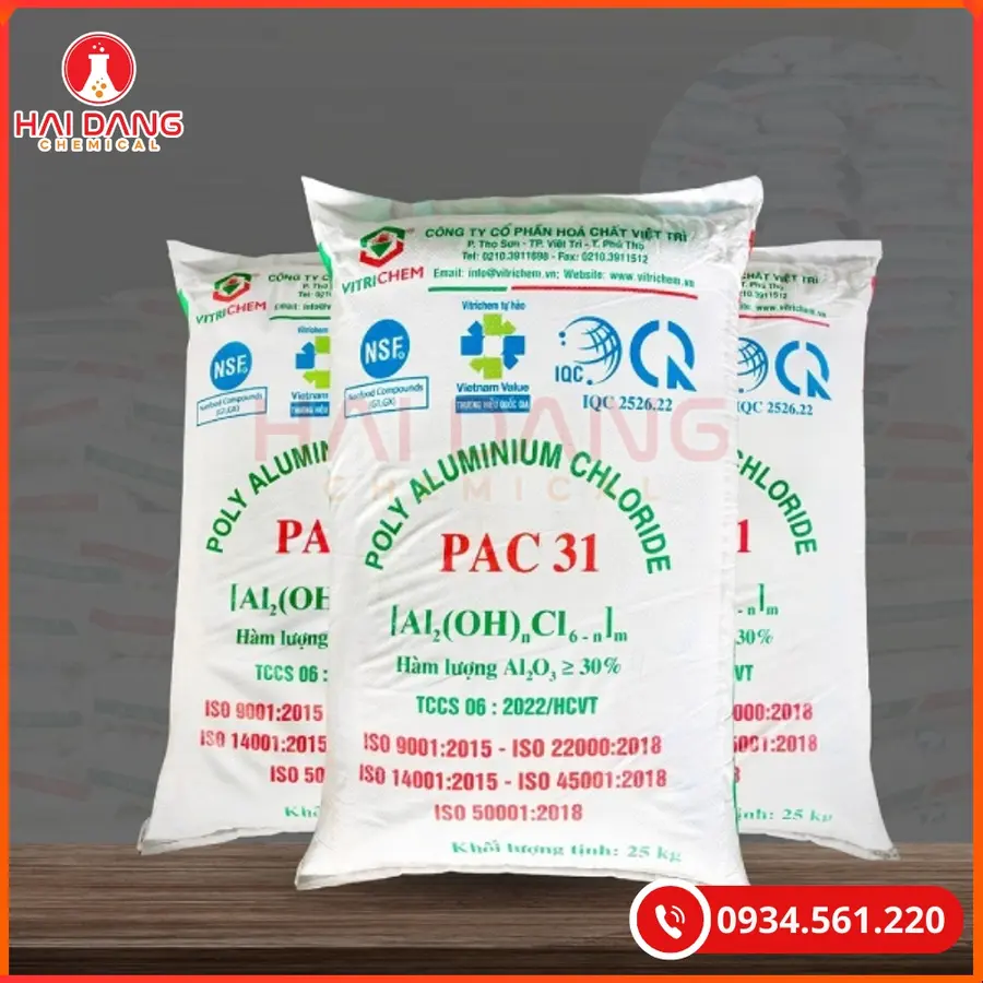 Poly Aluminium Chloride Việt Nam 25kg/bao PAC 31% Tại Quảng Ninh