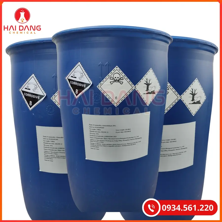 Glutaraldehyde 50% China 220kg/phuy Tại Quảng Ninh