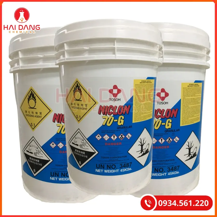 Chlorine Niclon 70% Ca(ClO)2 45kg/thùng Tại Quảng Ninh