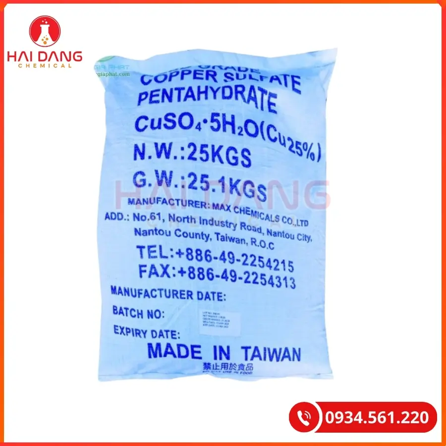 Đồng Sulphate Copper Sulphate CuSo4.5H2O 25kg/bao Tại Quảng Ninh