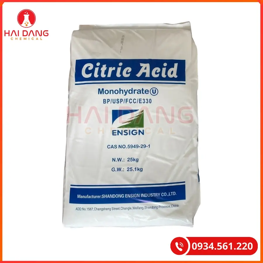 Acid Citric Monohydrate Trung Quốc C6H8O7.H2O 25kg/bao Tại Quảng Ninh
