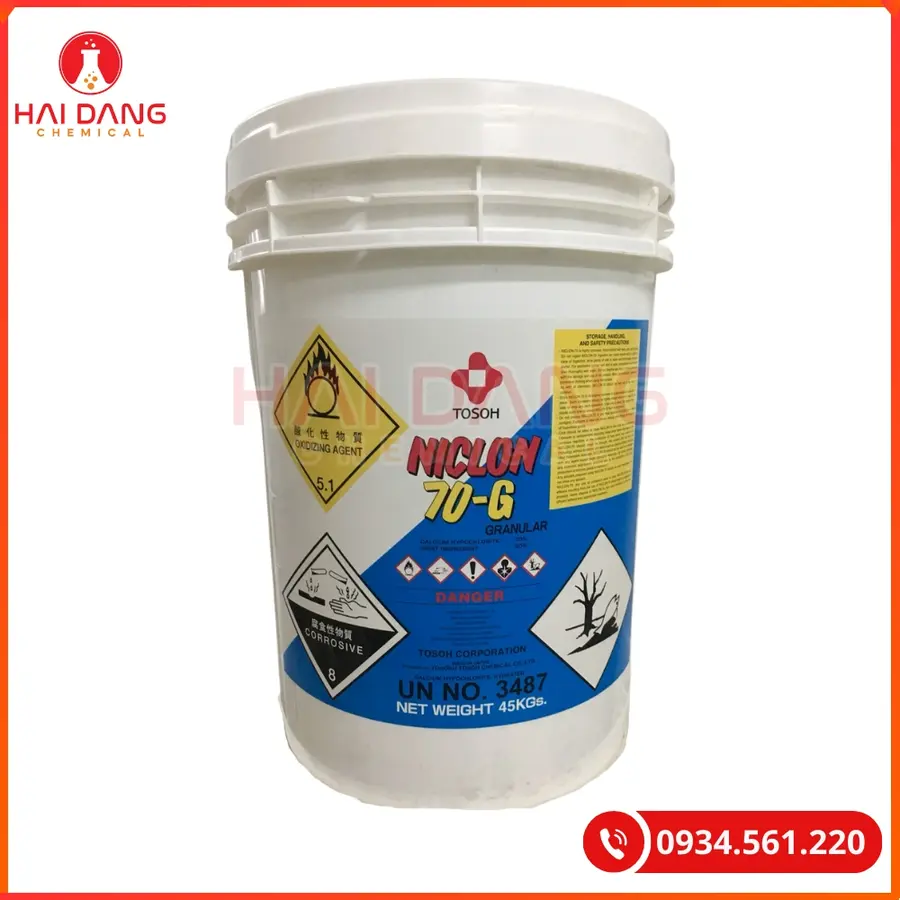 Chlorine Niclon 70% Ca(ClO)2 45kg/thùng Tại Quảng Ninh