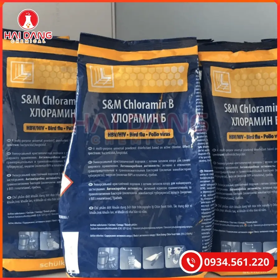 Cloramin B C6H5SO2NClNa.3H2O 25kg/thùng Trung Quốc Tại Quảng Ninh