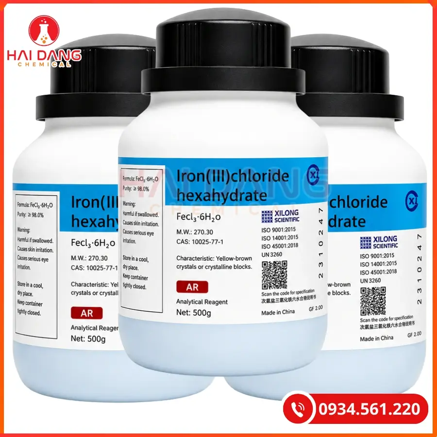 Iron (III) chloride hexahydrate ≥99% FeCl3·6H2O Ghtech 500g Tại Quảng Ninh