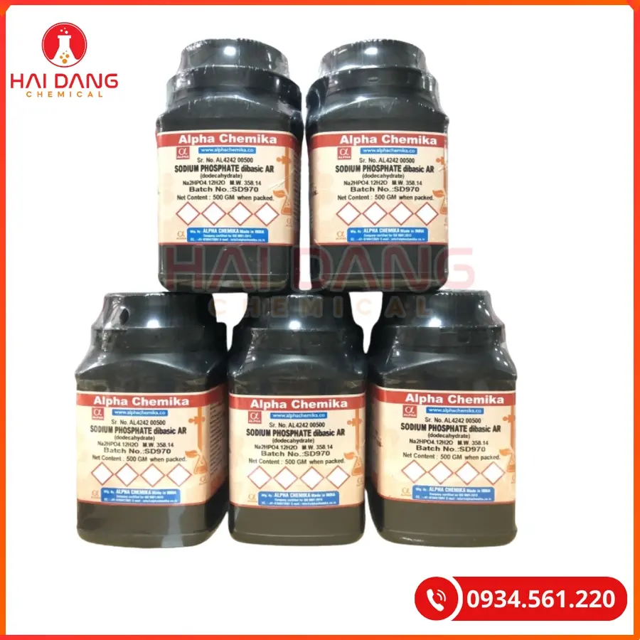 Sodium phosphate dibasic AR (dodecahydrate) (Na₂HPO₄·12H₂O) Alpha chemika 500g Tại Quảng Ninh
