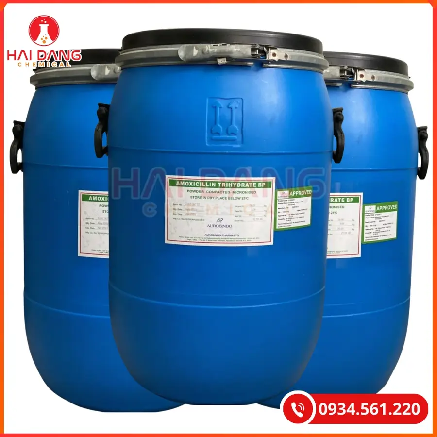 Amoxicillin Trihydrate ( Amox) 25kg/thùng Tại Quảng Ninh