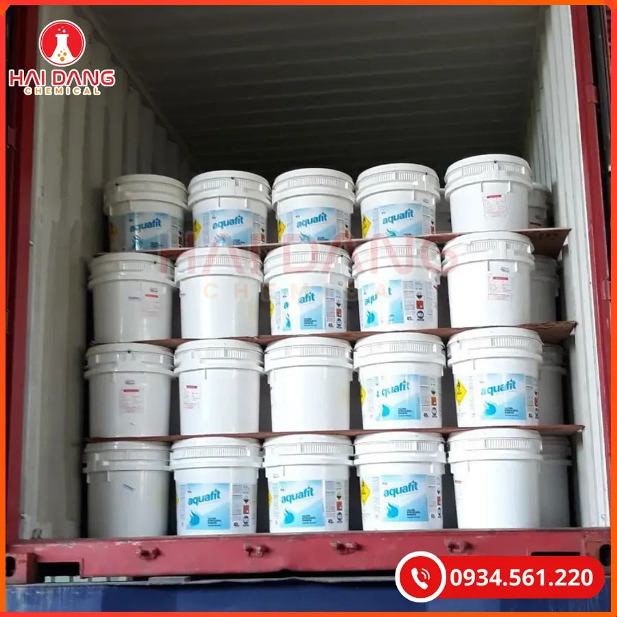 Chlorine Aquafit Thùng Lùn 70% Ấn Độ Ca(ClO)2 45kg/thùng Tại Quảng Ninh