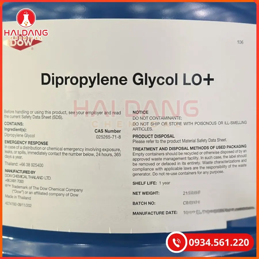 Dipropylene Glycol LO+ (DPG) Thái Lan Tại Quảng Ninh